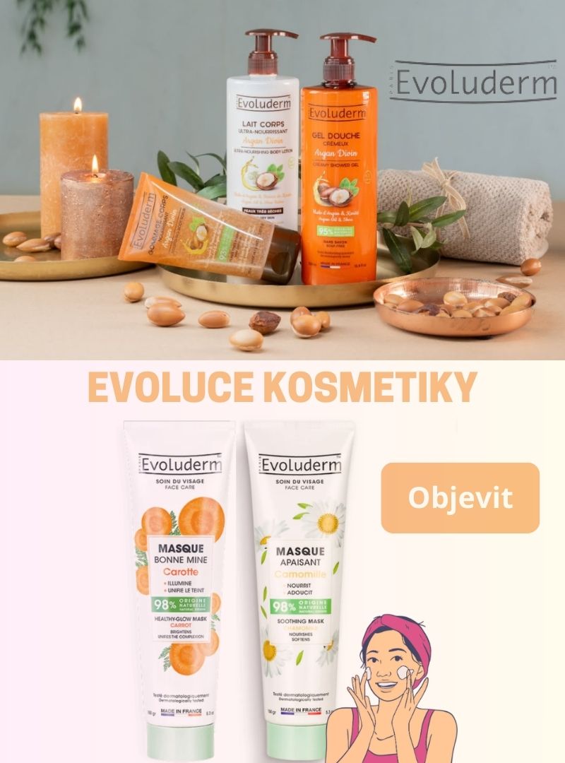 Evoluce kosmetiky v podobě produktů od francouzské značky Evoluderm.