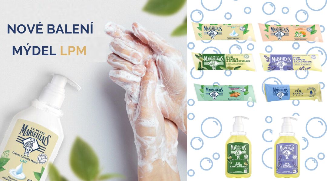 Tekutá mýdla Le Petit Marseillais v novém obalu. Nabízíme mýdla do dávkovače nebo přímo s pumpičkou.