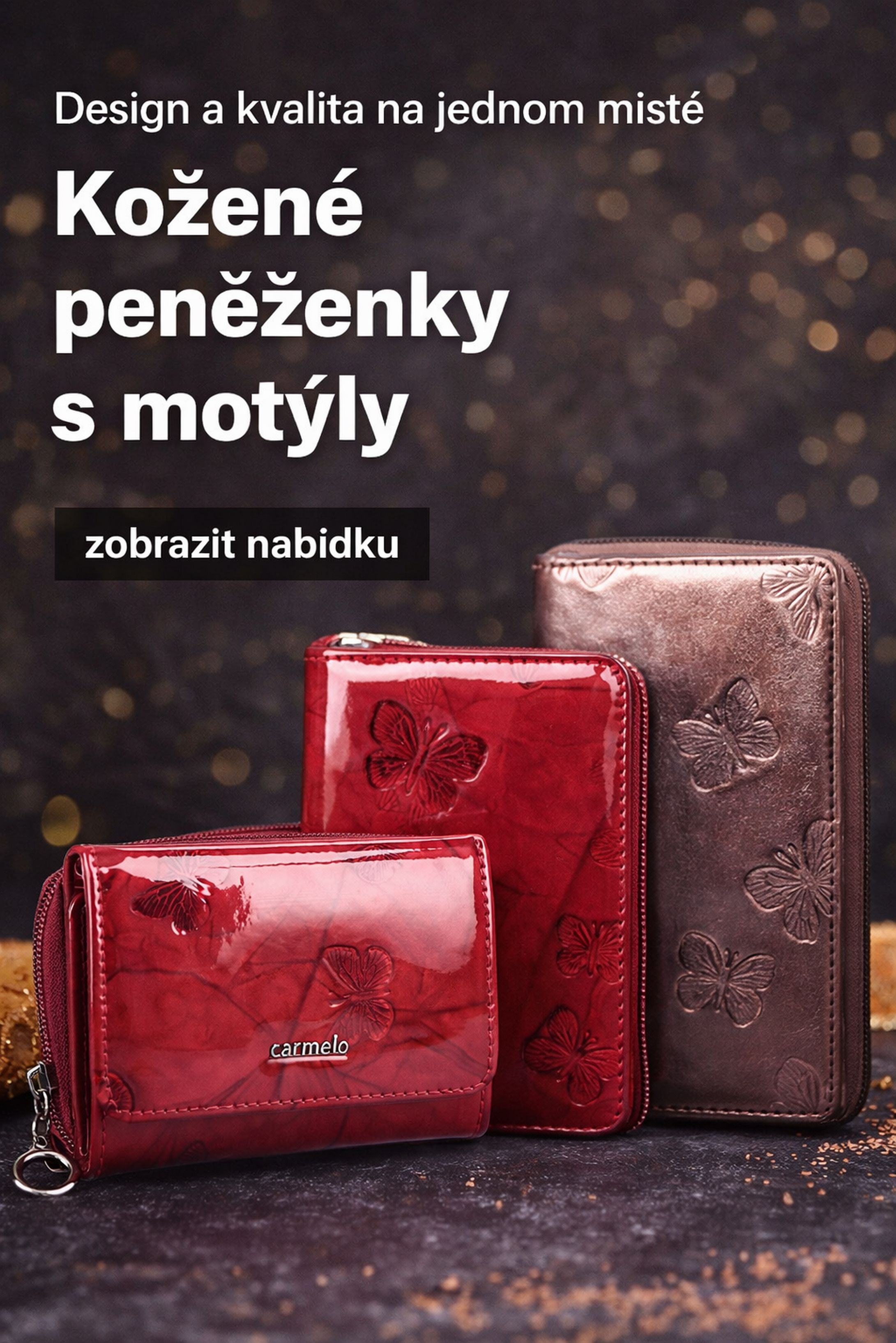 Kožené dámské peněženky mobil motýly