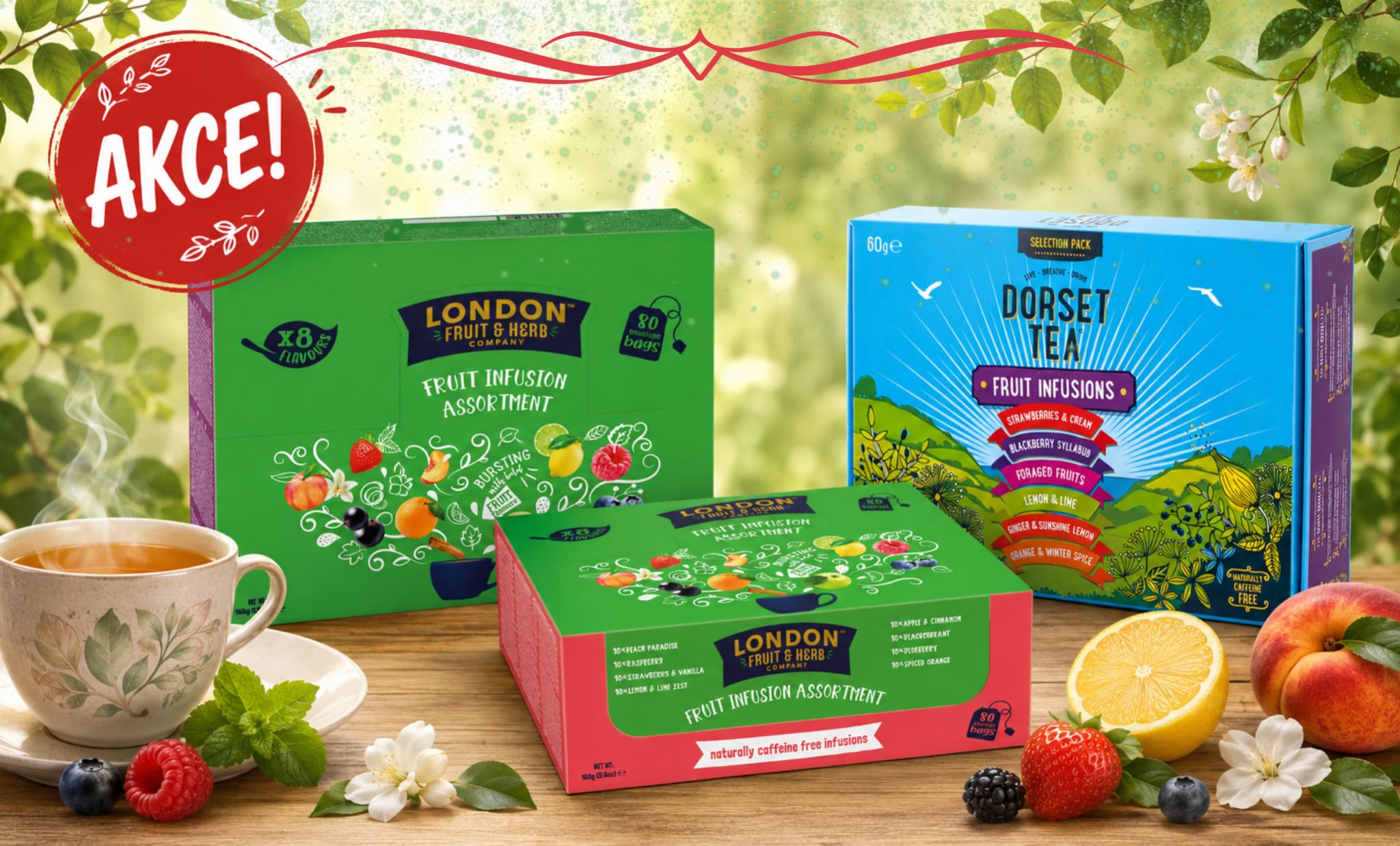 Akční nabídka na vícedruhové čajové boxy London Herb a Dorset
