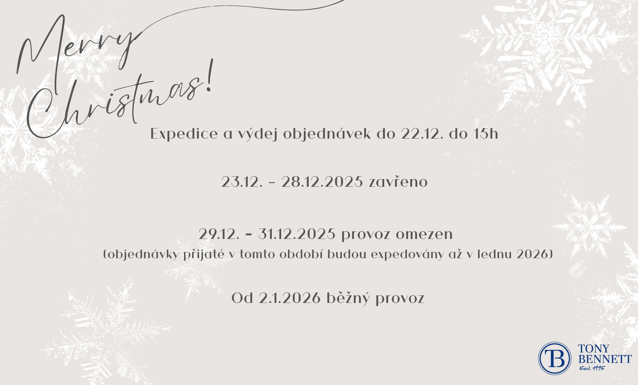 Vánoční provoz 2025