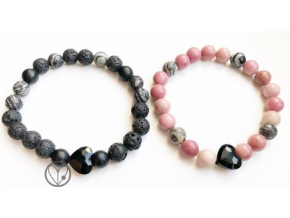 partnerske naramky black pink heart pro zamilovane