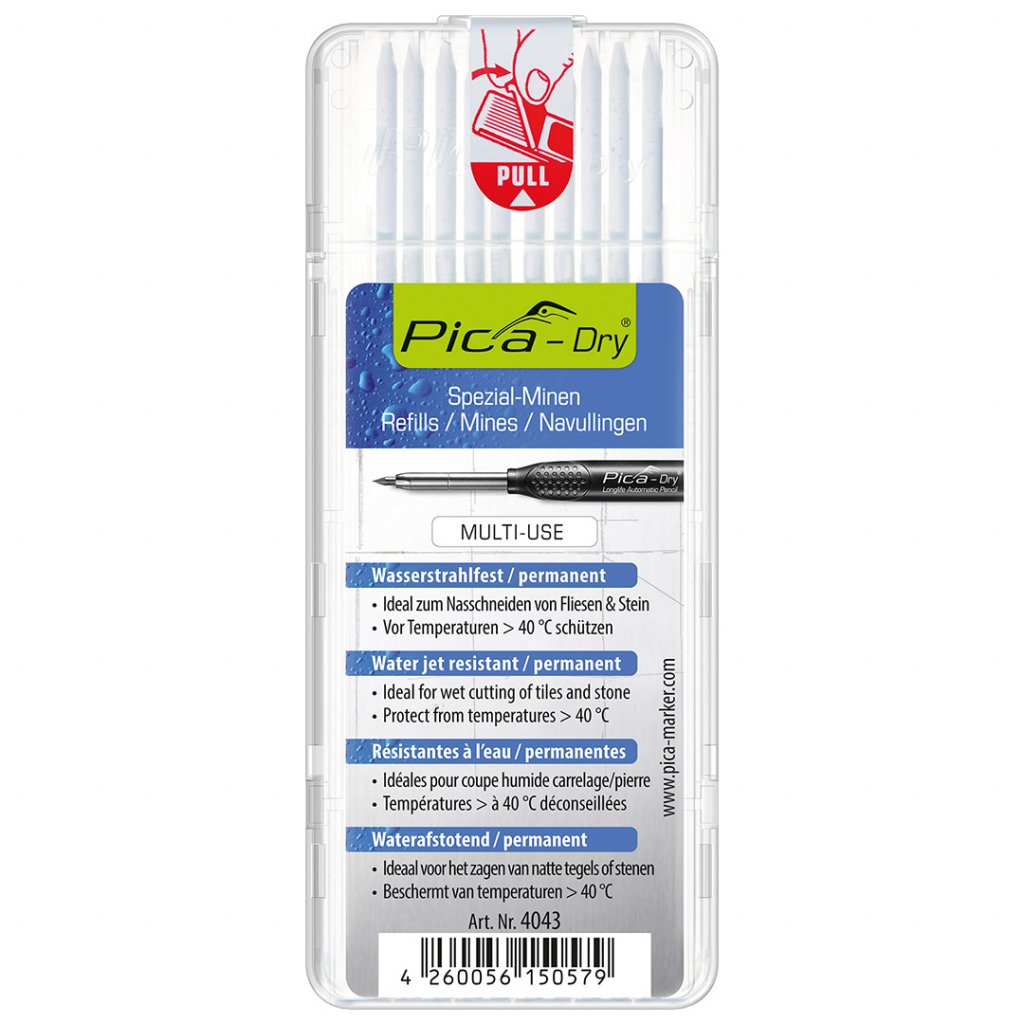 Pica-Dry Refill Leads 4043 Water Jet Resistant, White 