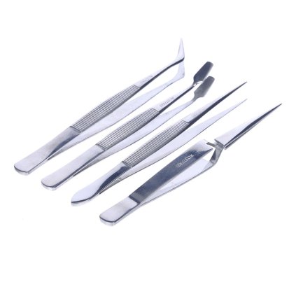 E-VALUE Stainless Steel Tweezers Set - 4 pcs