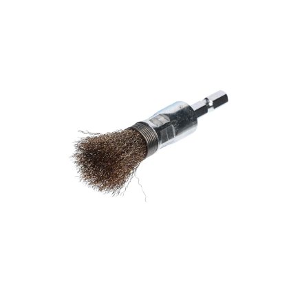 SK11 Crimped Brass Wire End Brush with 6.35 mm Hex Shank - 15 mm