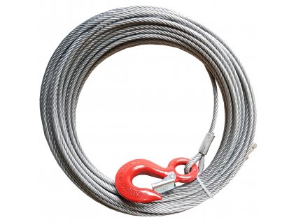Ocelové lano s očnicí a hákem 38m x 8mm s hákem