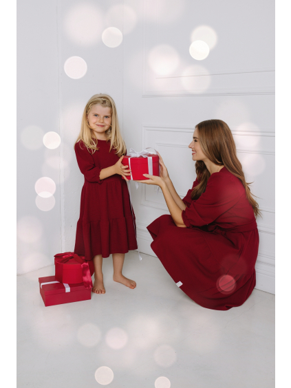 Dívčí vaflové šaty Ava burgundy 1