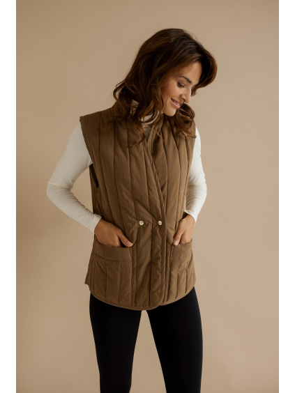 Prošívaná vesta camel