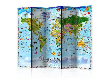 Paraván - World Map for Kids II [Room Dividers]