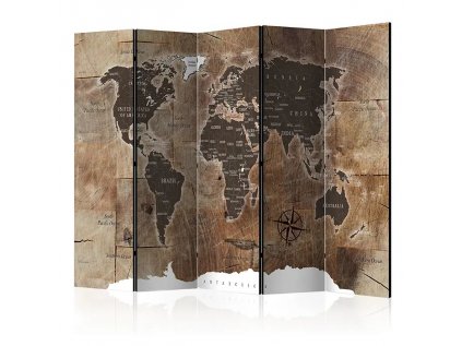Paraván - Room divider – Map on the wood