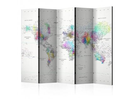 Paraván - Room divider – White-colorful world map