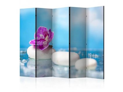 Paraván - Pink Orchid and white Zen Stones II [Room Dividers]