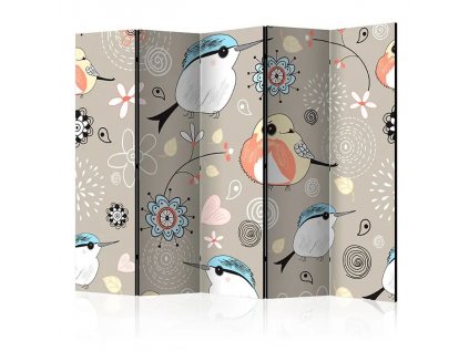 Paraván - Natural pattern with birds II [Room Dividers]