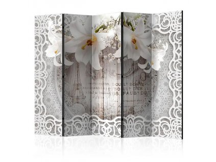 Paraván - Lilies and Quilted Background II [Room Dividers]