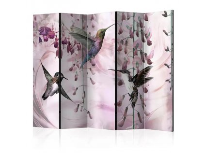 Paraván - Flying Hummingbirds (Pink) II [Room Dividers]