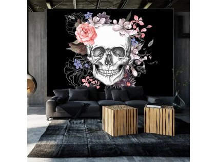 Samolepiaca fototapeta - Skull and Flowers