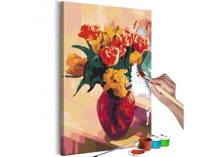 Maľovanie podľa čísiel - Tulips in Red Vase