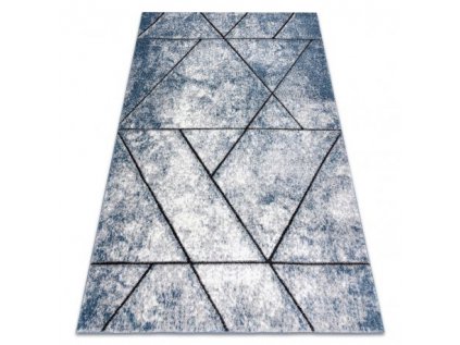 Moderný koberec COZY 8872 Wall, geometrický , trojuholníky - Štrukturálny, dve vrstvy rúna, modrá