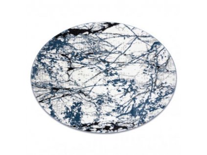 Moderný okrúhly koberec COZY 8871, Marble, Mramor - Štrukturálny, dve vrstvy rúna, modrá