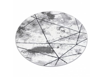 Moderný okrúhly koberec COZY Polygons, geometrický ,trojuholníky - Štrukturálny, dve vrstvy rúna, šedá