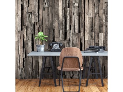 Fototapeta - Wooden Curtain (Dark Brown)