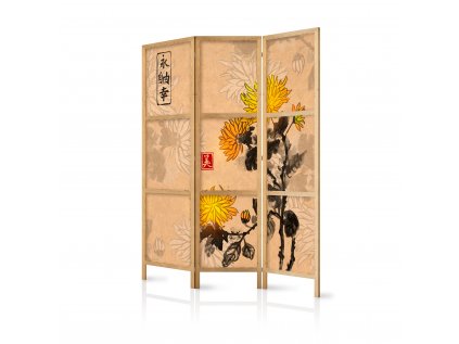 Japonský paraván - Japanese Style: Chrysanthemums [Room Dividers]