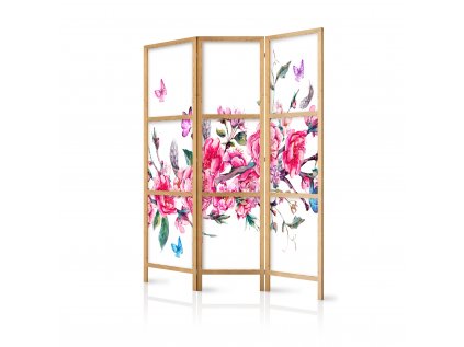 Japonský paraván - Japanese Style: Flowers and Butterflies [Room Dividers]