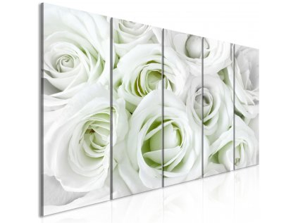 Obraz - Satin Rose (5 Parts) Narrow Green