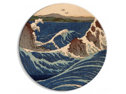 Okrúhlý obraz - Japanese Woodcut Utagawa Hiroshige - Great Blue Wave