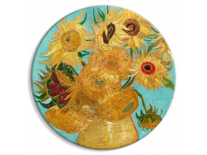 Okrúhlý obraz - Vase with Twelve Sunflowers (Vincent van Gogh)