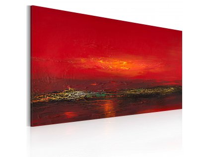 Ručne maľovaný obraz - Red sunset over the sea