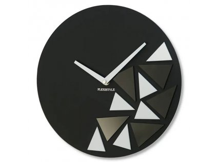 Nástenné akrylové hodiny TRIANGLES čierny mat 30cm
