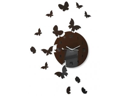 Nástenné akrylové hodiny Motýle - wenge