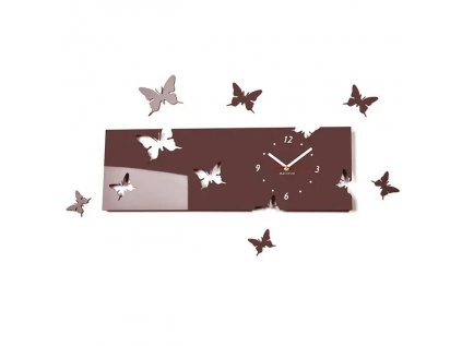 Nástenné akrylové hodiny Motýle2 - wenge