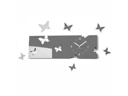 Nástenné akrylové hodiny Motýle2 - sivá