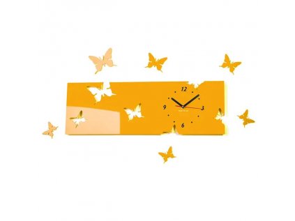 Nástenné akrylové hodiny Motýle2 - žltá