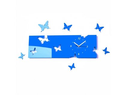 Nástenné akrylové hodiny Motýle2 - modrá