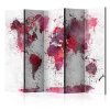 Paraván - World Map: Red Watercolors II [Room Dividers]