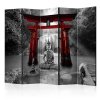Paraván - Buddha Smile (Red) II [Room Dividers]