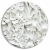 Okrúhlý obraz - Carved Nature - Pattern With White Leaves Made of Stone