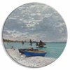 Okrúhlý obraz - Sainte-Adresse Beach, Claude Monet - Boats on the Seashore
