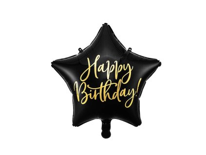 balonek hvezda happy birthday cerny