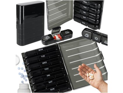 Pojemnik organizer na tabletki leki czarny 178182