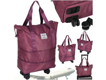 Torba podrozna na kolkach skladana turystyczna pojemna 3 rozmiary fioletowa 174504