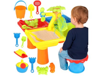 Stolik wodny cztery czesci piaskownica lopatki konewka stolek 174089