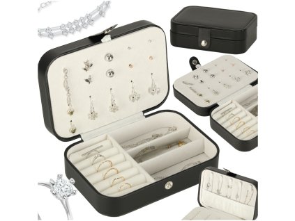 Szkatulka pudelko na bizuterie organizer czarny 172849