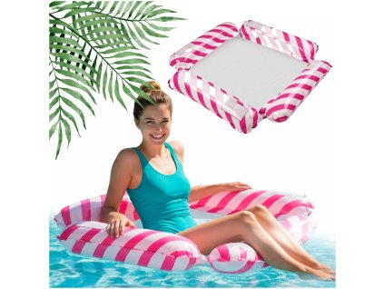 Materac dmuchany plazowy hamak wodny lezak fotel krzeslo do plywania basenu rozowy 178413