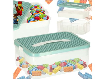 Organizer pudelko pojemnik na klocki zabawki drobiazgi z pokrywa przegrodkami 171872