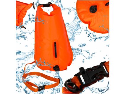 Bojka do plywania boja asekuracyjna ratunkowa plywacka sucha kieszen gwizdek 28l 171087