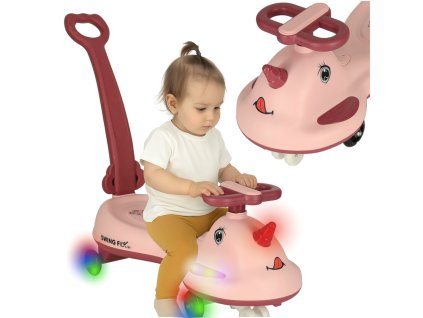 Jezdzik grawitacyjny LED Swing FIX S1 skuter z raczka rozowy max 65kg 175032